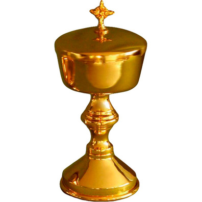Smooth ciborium in gold-plated metal