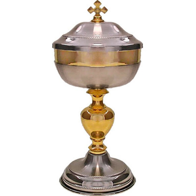 Silver and gold ciborium with circular base