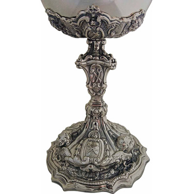 Rococo ciborium in bronze aged silver bath