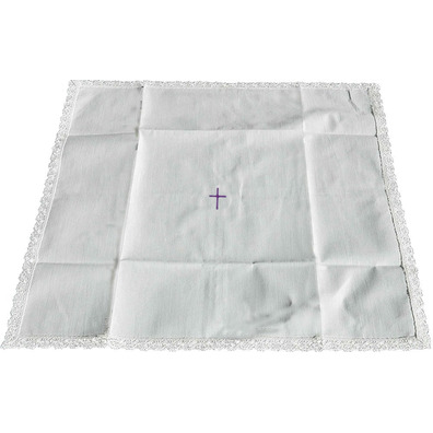 White corporal with embroidered cross purple