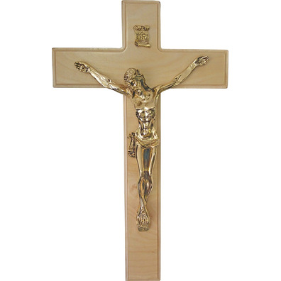 Wall crucifix with wooden cross