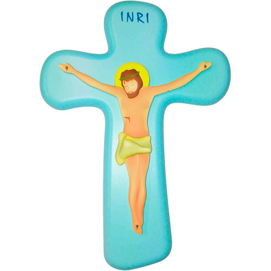 Blue children&#39;s wall crucifix