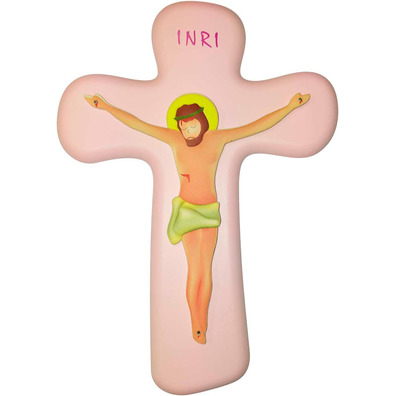 Pink children&#39;s wall crucifix