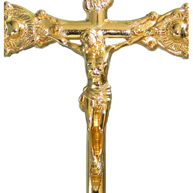 Golden crucifix for table with base