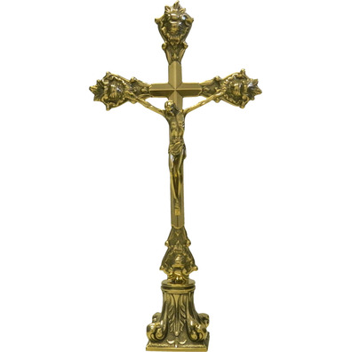 Baroque altar Cross golden color plated.