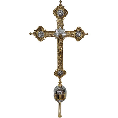 Cast iron parish cross with silver Christ