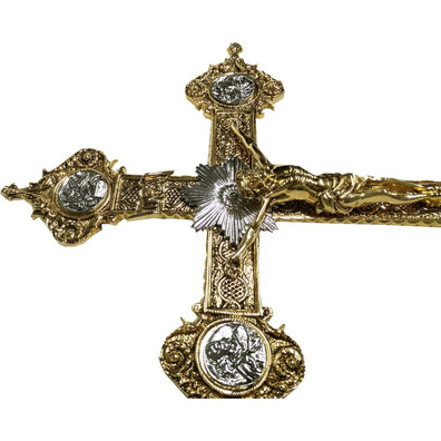 Cast iron parish cross with silver Christ