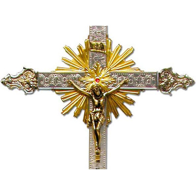 Chiselled brass Processional Crucifix for sale