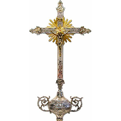 Chiselled brass Processional Crucifix for sale