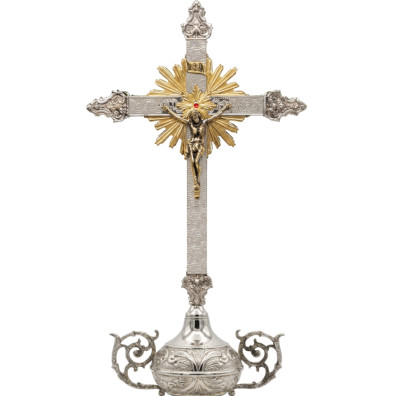 Chiselled brass Processional Crucifix for sale
