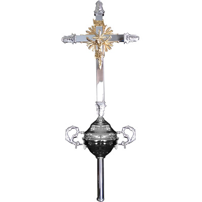 Polished metal processional Crucifix