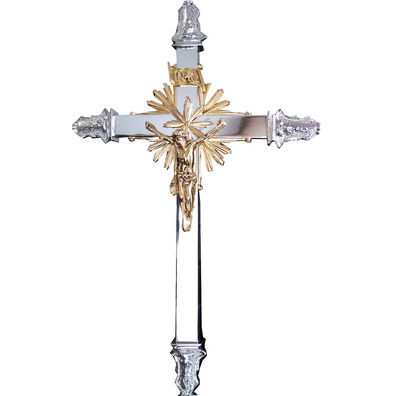Polished metal processional Crucifix