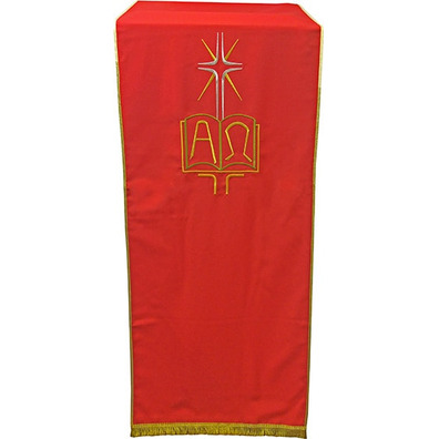 Red Alpha and Omega embroidered ambo cover