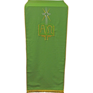 Cover ambo embroidered Alpha and Omega green