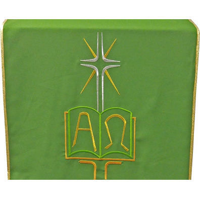 Cover ambo embroidered Alpha and Omega green