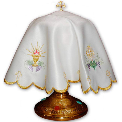 Polyester ciborium cover with gold thread embroidery