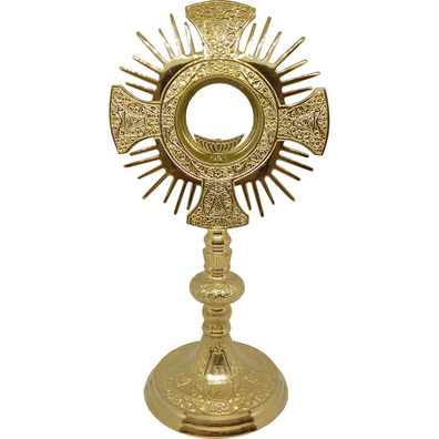 Golden color monstrance for 8 cm (3.15 in) Host