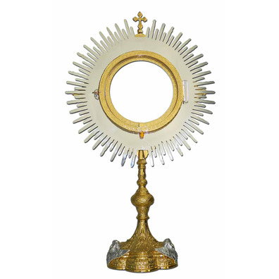 Bronze monstrance with gold bath for a 20 cm shape.