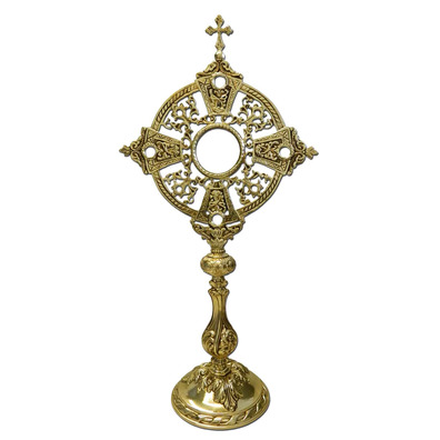 Bronze monstrance with Cross and circular base