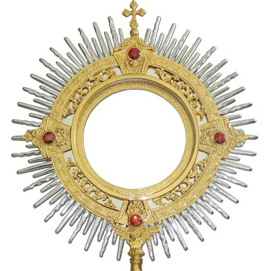 Bronze monstrance with gold bath for a 20 cm shape.