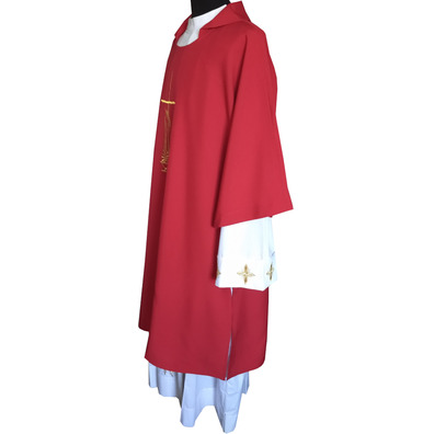 Dalmatic polyester with Cross and spikes embroidered red