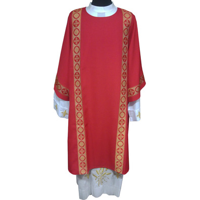 Diaconal dalmatic decorated with gold braid red