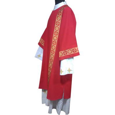 Diaconal dalmatic decorated with gold braid red