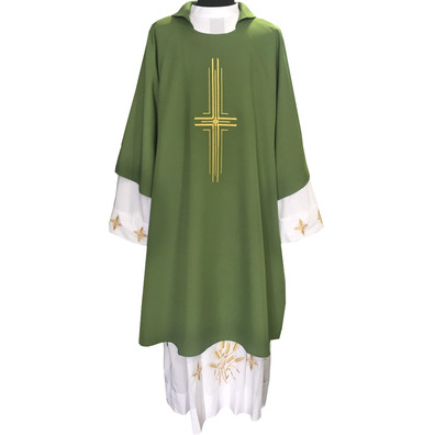 Dalmatic in the four liturgical colors with Cross green