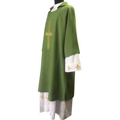 Dalmatic in the four liturgical colors with Cross green