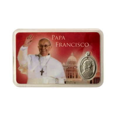 Pope Francis prayer card with medal