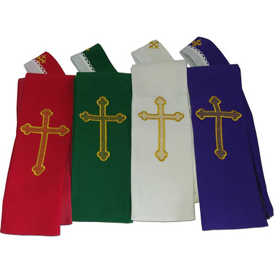 Stole with embroidered Cross | Four colors