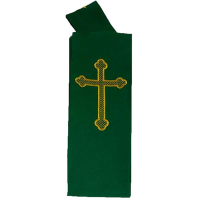 Stole with embroidered Cross | four colors green