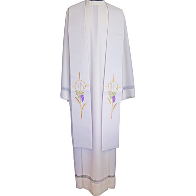 JHS embroidered liturgical stolon | Reversible white / purple