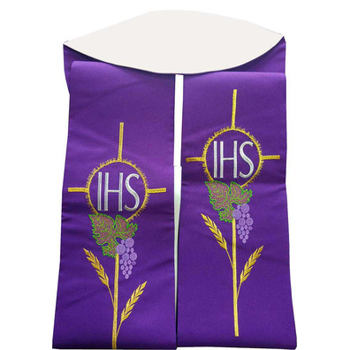 JHS embroidered liturgical stolon | Reversible white / purple