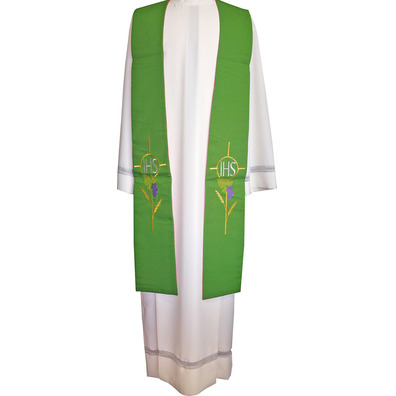 JHS embroidered liturgical stolon | reversible red/green