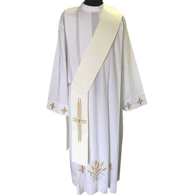 Deacon stole | Beige golden cross embroidery