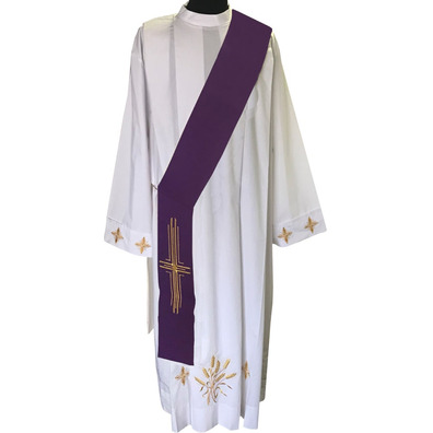 Deacon Stole | Purple golden cross embroidery