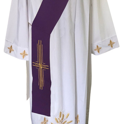 Deacon Stole | Purple golden cross embroidery