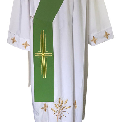 Deacon Stole | Green golden cross embroidery