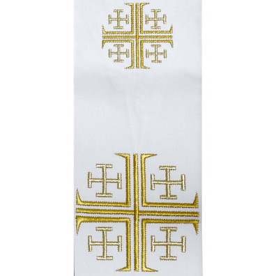 Catholic clergy stole | Jerusalem Cross embroidery white purple