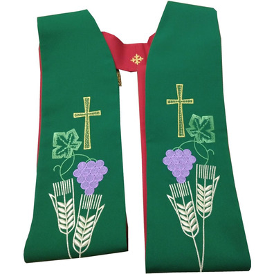 Catholic clergy stole | Jerusalem Cross embroidery red / green