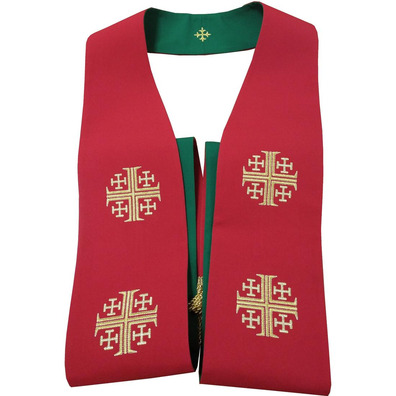 Catholic clergy stole | Jerusalem Cross embroidery red / green