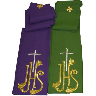 Stole with JHS and embroidered Cross
