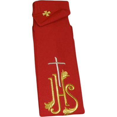 Stole with JHS and red embroidered Cross