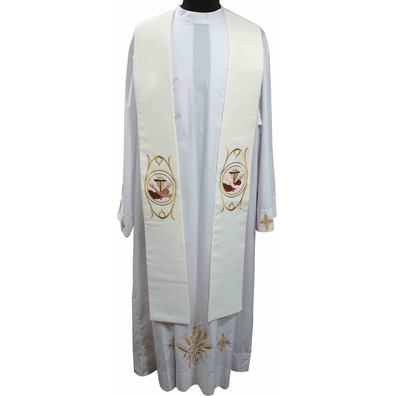 Priestly stole with beige Franciscan embroidery