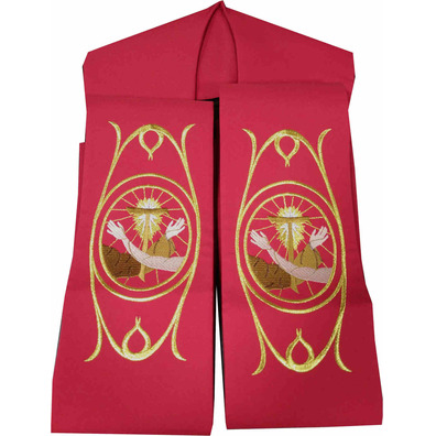 Priest stole with red Franciscan embroidery