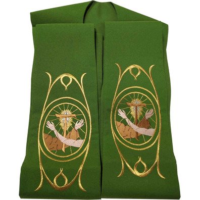 Priest stole with green Franciscan embroidery