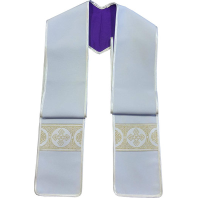 Small travel clergy stole | Reversible purple & beige