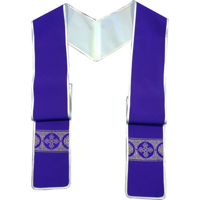 Small travel clergy stole | Reversible purple & beige