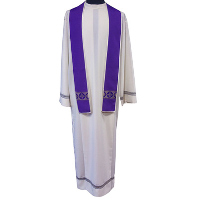 Small travel clergy stole | Reversible purple & beige